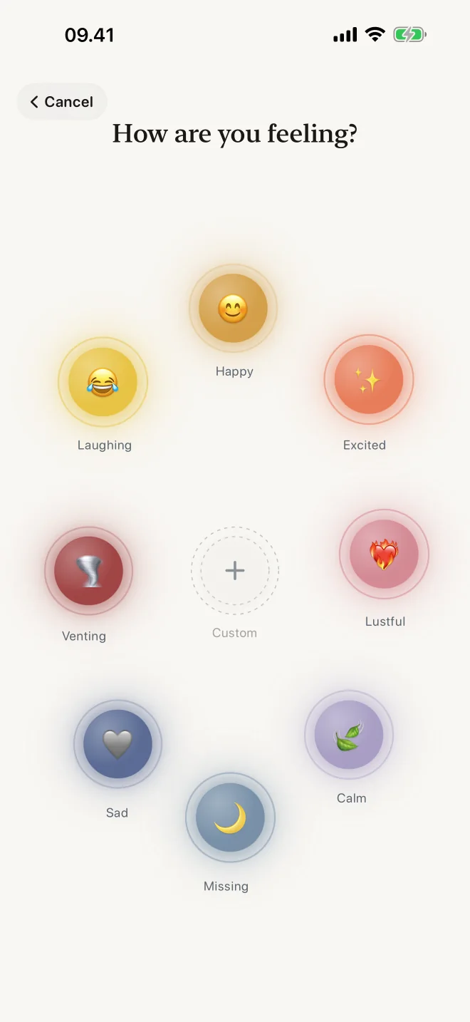 Haelo Rich Hint screen opening on Mood before Format